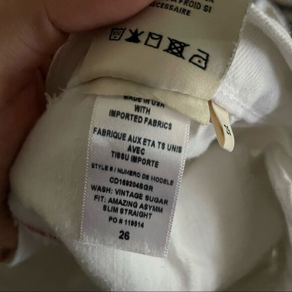 ALICE + OLIVIA JEANS Amazing Asymmetrical Slim Straight Crossover Jeans - Picture 7 of 8